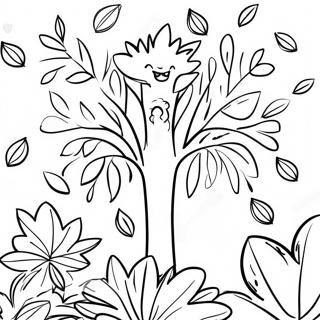 Colorful Fall Leaves Tree Coloring Page | Fall Tree Outline coloring page