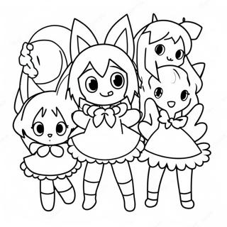 Madoka Magica Character Group Coloring Page | Madoka Magica coloring page