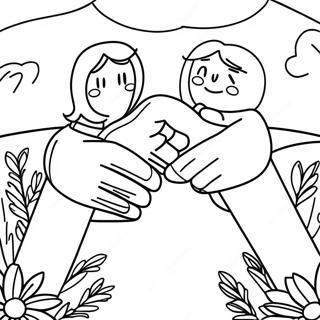 Best Friends Holding Hands Coloring Page | Best Friends coloring page