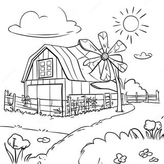 Charming Wisconsin Farm Scene Coloring Page | Wisconsin coloring page
