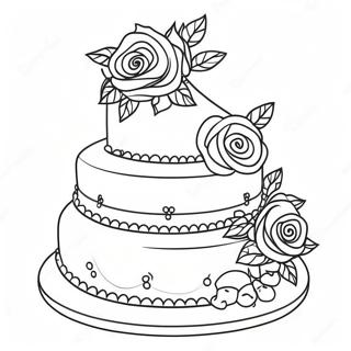 Elegant Bridal Shower Cake Coloring Page | Bridal Shower coloring page
