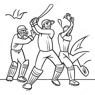 Exciting Cricket Match Coloring Page | Cricket coloring page
