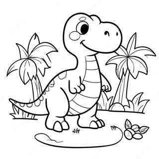 Dinosaur Easter Egg Hunt Coloring Page | Dinosaur Easter coloring page
