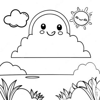 Sunny Day with Clouds Coloring Page | Day and Night coloring page
