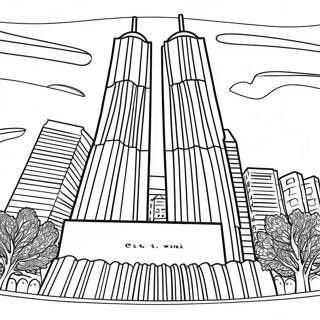 Twin Towers 9/11 Memorial Coloring Page | Twin Towers 9/11 Memorial coloring page