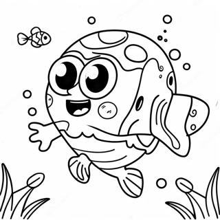 Cute Baby SpongeBob Underwater Coloring Page | Baby SpongeBob coloring page