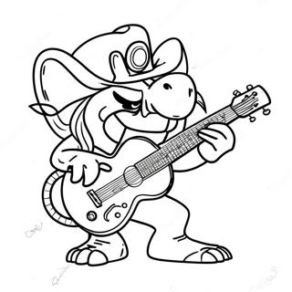 Lemmy Koopaling Playing Guitar Coloring Page | Koopalings coloring page