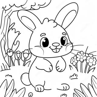 Cheerful Bunny in Spring Coloring Page | Spring for Toddlers coloring page