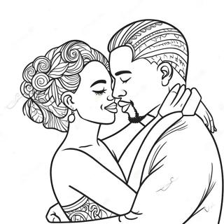 Black Love Couple Embracing Coloring Page | Black Love coloring page