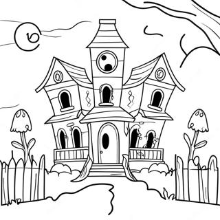 Creepy Haunted House Coloring Page | Creepy coloring page