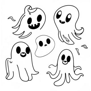 Spooky Ghosts Floating Coloring Page | Creepy coloring page