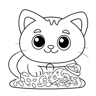 Playful Kitty with Sprinkles Coloring Page | Kitty Cupcake coloring page