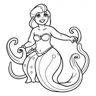 Ursula with Colorful Tentacles Coloring Page | Ursula coloring page