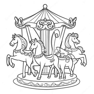Whimsical Carousel Animals Coloring Page | Carousel coloring page