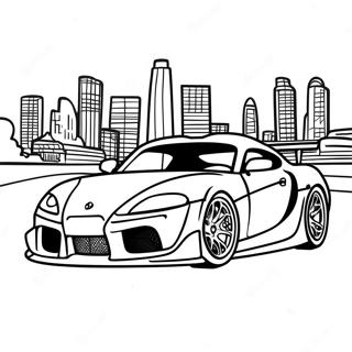 Supra Racing Scene Coloring Page | Supra coloring page