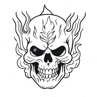 Flaming Skull Tattoo Coloring Page | Skull Tattoo coloring page