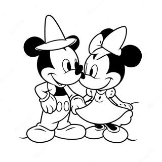 Mickey and Minnie Fun Together Coloring Page | Mickey and Minnie coloring page
