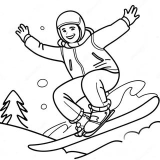 Cheerful Snowboarder Coloring Page | Winter Sports coloring page