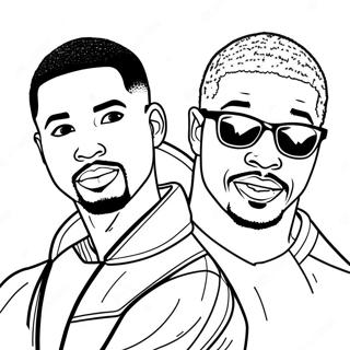 Ice Spice och Michael B Jordan kul färgläggningssida | Ice Spice och Michael B Jordan målarbild