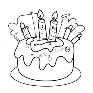 Happy 1st Birthday Cake Coloring Page | Happy 1st Birthday coloring page