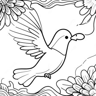 Elegant Dove in Flight Coloring Page | Dove coloring page