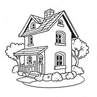 Charming Village House Coloring Page | Village coloring page