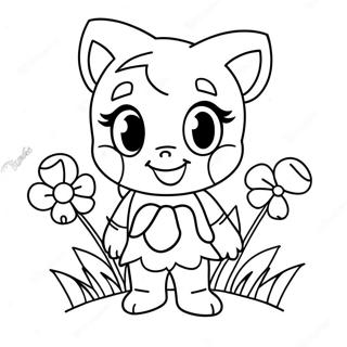 Cute Amy Rose with Flowers Coloring Page | Amy Rose coloring page