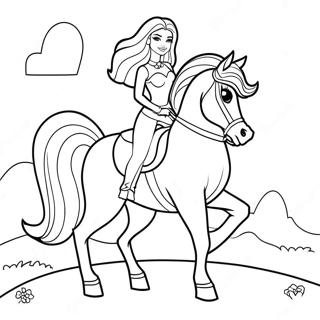 Barbie Riding a Majestic Horse Coloring Page | Barbie Horse coloring page