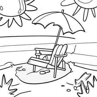 Summer Fun Beach Scene Coloring Page | Summer Fun coloring page