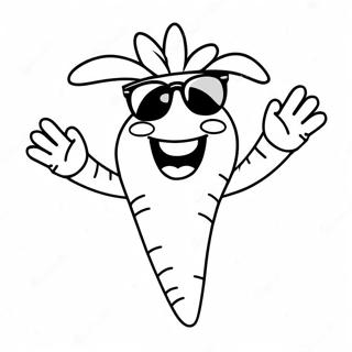 Happy Carrot with Sunglasses Coloring Page | Cute Vegetable coloring page