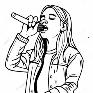 Billie Eilish Singing on Stage Coloring Page | Billie Eilish coloring page