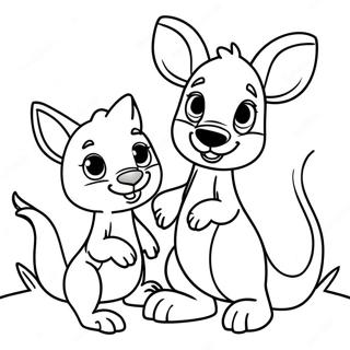 Playful Kanga and Roo Coloring Page | Kanga and Roo coloring page