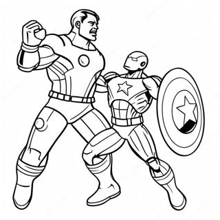 Iron Man gegen Captain America Ausmalbild | Captain America Bürgerkrieg Ausmalbild