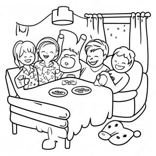 Pajama Party Fun Coloring Page | Pajama Party coloring page
