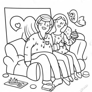 Cozy Pajama Party Coloring Page | Pajama Party coloring page
