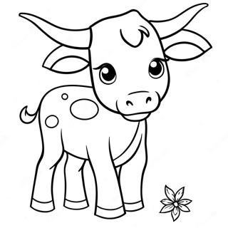 Cute Longhorn Calf Coloring Page | Longhorn coloring page