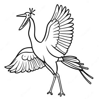 Majestic Crane in Flight Coloring Page | Crane coloring page