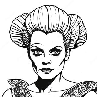 Bruid van Frankenstein Klassiek Portret Kleurplaat | Bruiloft van Frankenstein kleurplaat