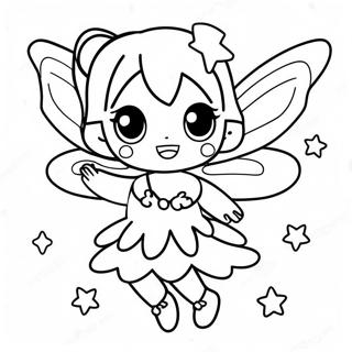 Schattige Anime Fee met Sprankelende Vleugels Kleurplaat | Anime Fee kleurplaat