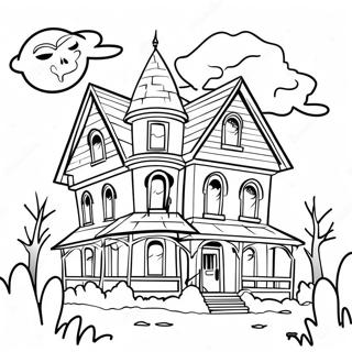 Creepy Haunted House Coloring Page | Wicked coloring page