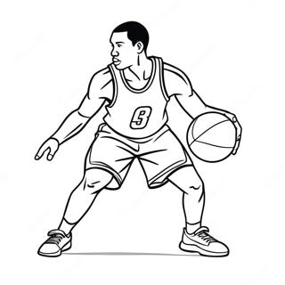 Basketball Player Dribbling the Ball Coloring Page | Basketball Player coloring page