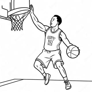 Basketball Player Shooting a Three-Point Shot Coloring Page | Basketball Player coloring page