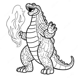 Fierce Godzilla Breathing Fire Coloring Page | Godzilla Atomic Breath coloring page