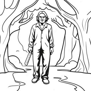 Creepy Serial Killer in Shadows Coloring Page | Serial Killer coloring page