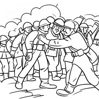World War 1 Soldiers in Battle Coloring Page | World War 1 coloring page