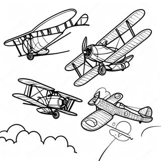 World War 1 Airplanes Flying Coloring Page | World War 1 coloring page