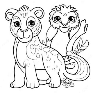 Colorful South American Animals Coloring Page | South America coloring page
