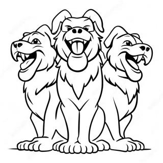 Three-Headed Cerberus Coloring Page | Cerberus coloring page