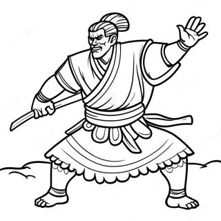 Obanai Iguro in Battle Pose Coloring Page | Obanai Iguro coloring page