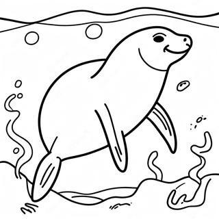Sea Lion Swimming Playfully Coloring Page | Sea Lion coloring page